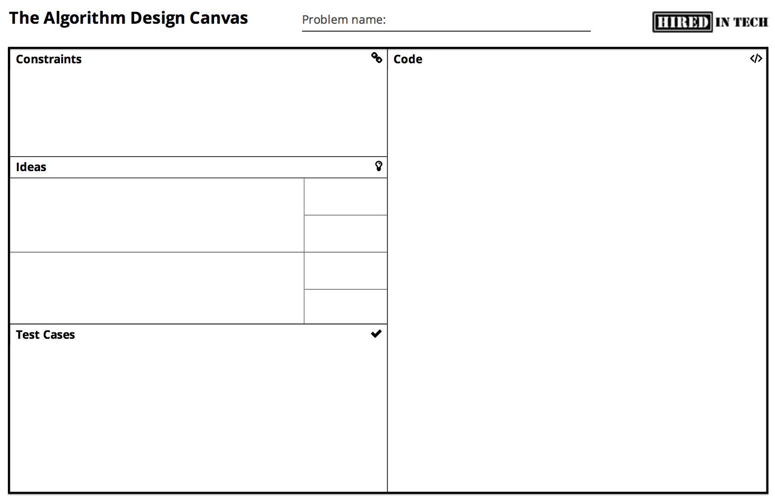 Code canvas. Algorithm Design.